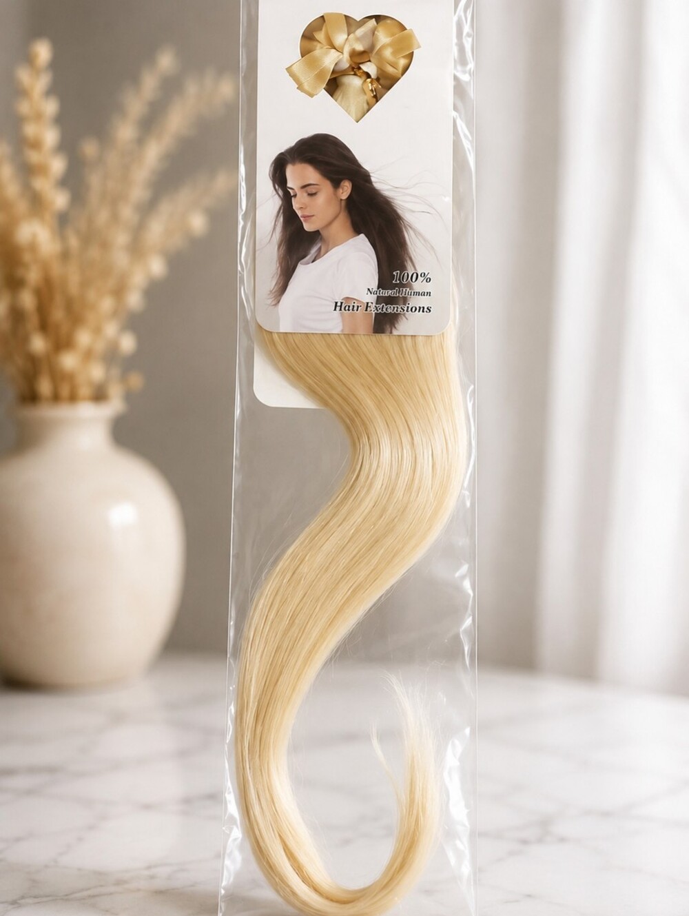 100% Natural Human Hair Extensions – 22" Flat Tip – Blonde – New-